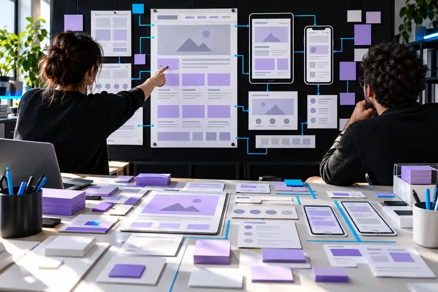 Illustrative structured wireframe representing an early layout discussion
