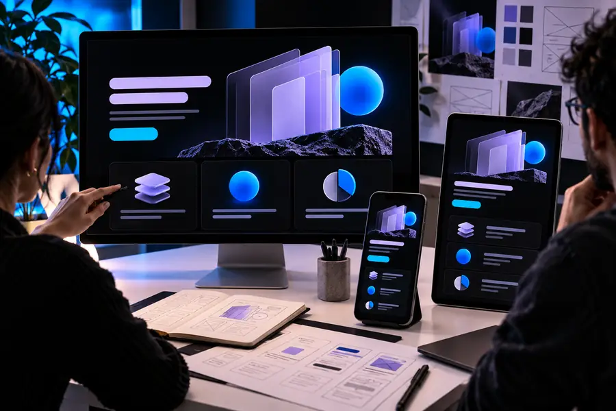 Illustrative software app design concept representing a more developed review draft