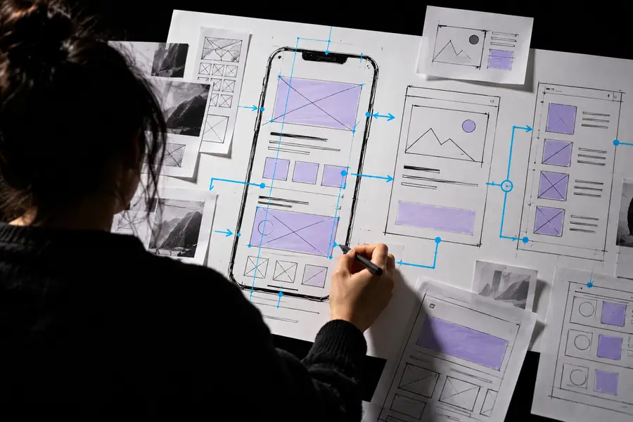 Early wireframe used to consider a screen layout