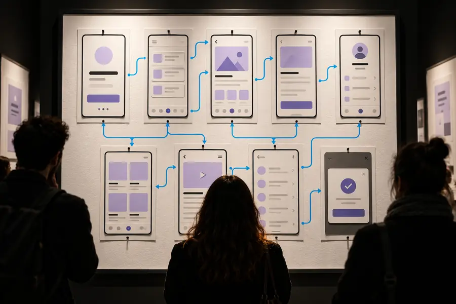 Structured wireframe used to discuss screen layout